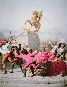 1776年7月9日，纽约的爱国者们在鲍林格林拉下了乔治三世的雕像。 作者 塞维里尼