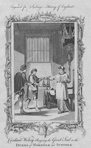 红衣主教沃尔西（Wolsey）于1773年辞职，为诺福克和萨福克公爵（Duke）封印。 作者 威廉·沃克