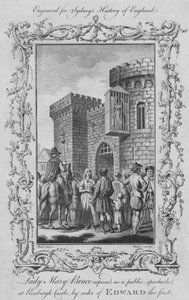 玛丽·布鲁斯（Mary Bruce）夫人在1773年爱德华一世（Edward I）的命令下在罗克斯堡城堡（Roxburgh Castle）公开露面。