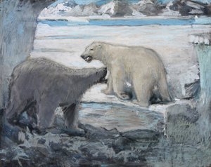 熊的求爱，格陵兰岛（布面油画（？）） 作者 威廉·沃尔斯