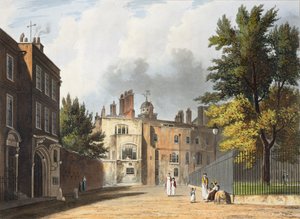 来自广场的Charter House，来自“Charter House School的历史”，是“大学历史”的一部分，由Joseph Constantine Stadler（fl.1780-1812）酒吧刻。作者：R. Ackermann，1816年（aquatint） 作者 威廉韦斯特尔