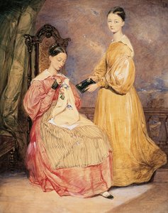 弗洛伦斯-南丁格尔（1820-1910）和她的妹妹弗朗西斯-帕蒂诺普的肖像，威廉-怀特-沃伦（1832-1911或1912）的水彩画。 作者 威廉·怀特（署名）沃伦
