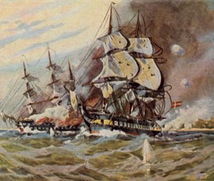 1849 年 4 月 5 日，埃肯弗德附近的德军海滩炮台（增强型彩色石版画）