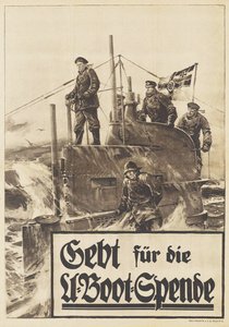 捐赠给潜艇。海报，1917年