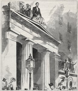 亚伯拉罕-林肯，当选总统，1861 年 2 月 9 日在阿斯特大厦阳台向民众发表讲话 作者 温斯洛·荷马