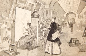 1868年1月11日，巴黎卢浮宫画廊的艺术学生和复制者 作者 温斯洛·荷马