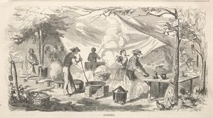 营会草图：烹饪，1858年。 作者 温斯洛·荷马
