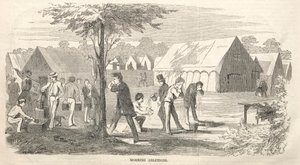 营地会议草图：晨练，1858年。 作者 温斯洛·荷马