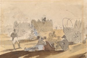 有篷车休息的大篷车[直页]，1861年。 作者 温斯洛·荷马