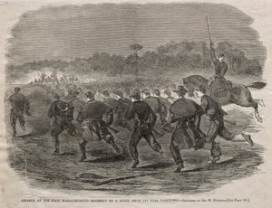 1862年在约克镇附近的叛军步枪坑上负责第一马萨诸塞州军团。 作者 温斯洛·荷马