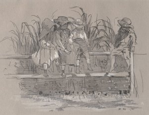 坐在栅栏上的孩子们 作者 温斯洛·荷马