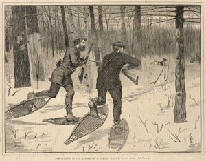 冬季在阿迪朗达克山猎鹿》，摘自《每周六，精选阅读杂志》，1871 年 1 月 21 日 作者 温斯洛·荷马