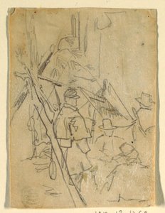 绘画，军队营地，1862 年 作者 温斯洛·荷马