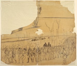 绘图，1862 年行进中的步兵纵队 作者 温斯洛·荷马