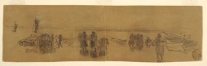 素描，有四艘渔船的海滩，英格兰库勒科茨，1881-82 年 作者 温斯洛·荷马