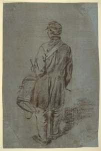 素描，《从背面看鼓手》，可能创作于 1864 年 作者 温斯洛·荷马