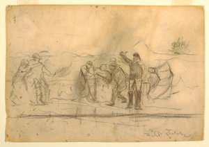 素描，《沉船》初稿，1885-86 年 作者 温斯洛·荷马