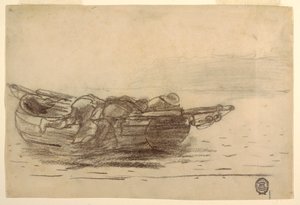 素描，渔民爬过船舷，英格兰库勒科茨，1881-82 年 作者 温斯洛·荷马