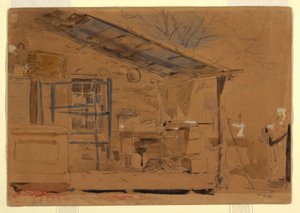 素描，带门廊的房屋，约 1858-60 年 作者 温斯洛·荷马