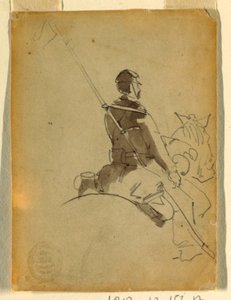 绘图，马背上的骑兵，1862 年 作者 温斯洛·荷马