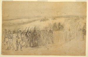 绘图，行进中的步兵纵队，约 1862 年 作者 温斯洛·荷马