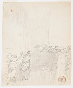 素描，《眺望大海的男人和女人》，英格兰库勒科茨，1881 年 作者 温斯洛·荷马