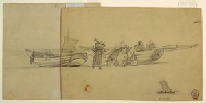 素描，卸下渔船的男女，英格兰库勒科茨，1881-82 年 作者 温斯洛·荷马