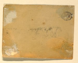 素描，马车队轮廓草图，1862 年 作者 温斯洛·荷马