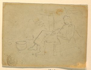 素描，坐着的士兵，1862 年 作者 温斯洛·荷马