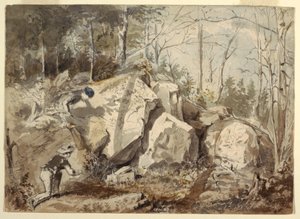 绘画，设置松鼠陷阱，约 1855 年 作者 温斯洛·荷马