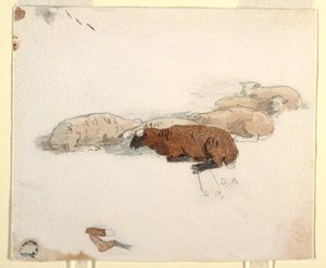 素描，休息的绵羊，1878 年 作者 温斯洛·荷马