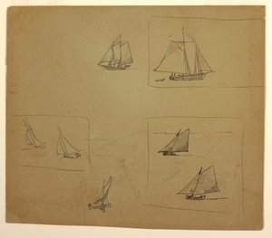 素描，帆船素描，1881-1882 年 作者 温斯洛·荷马