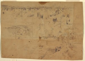 素描，带树桩和被炸树干的战场研究，弗吉尼亚州彼得斯堡，1864 年 作者 温斯洛·荷马