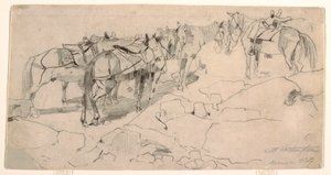 素描，"华盛顿山 "和 "华盛顿山顶 "的研究，1869 年 作者 温斯洛·荷马