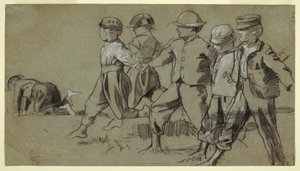 素描，《响鞭》研究，1872 年 作者 温斯洛·荷马