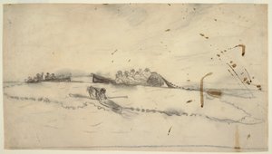 素描，1881-82 年渔民撒网的三艘船 作者 温斯洛·荷马