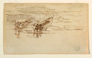 图画，1881 年英国，两艘多莉艇下水 作者 温斯洛·荷马