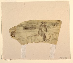 素描，《两个坐在墙上的女人》，英格兰库勒科茨，1881-82 年 作者 温斯洛·荷马