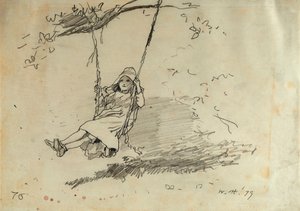 秋千上的女孩，1879年 作者 温斯洛·荷马