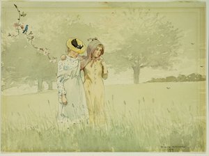 1879年，在果园里漫步的女孩 作者 温斯洛·荷马
