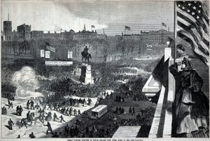4 月 11 日在纽约联合广场举行的萨姆特大会，摘自《哈珀周刊》1863 年 4 月 25 日 作者 温斯洛·荷马