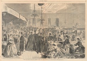 1861 年 12 月在纽约市集会室举行的盛大集会，以帮助城市贫民；摘自哈珀 作者 温斯洛·荷马