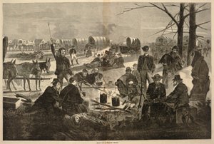 一列马车的停顿，摘自《哈珀周刊》，1864 年 2 月 6 日 作者 温斯洛·荷马