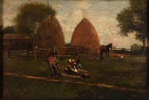 干草堆和儿童，1874年。 作者 温斯洛·荷马