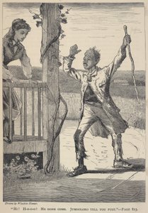 "嗨！他来了Jumboloro 告诉你第一件事"，摘自《银河》，1869 年 6 月 作者 温斯洛·荷马