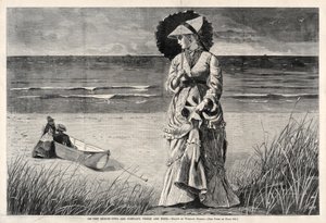 在海滩上-1872年，两个是公司，三个都不是。 作者 温斯洛·荷马