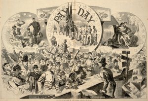 波托马克军队的发薪日》，摘自《哈珀周刊》，1863 年 2 月 28 日 作者 温斯洛·荷马