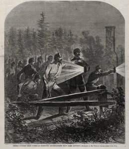 1862年，在约克镇与黑暗灯笼进行侦察的叛乱分子的作品外。 作者 温斯洛·荷马