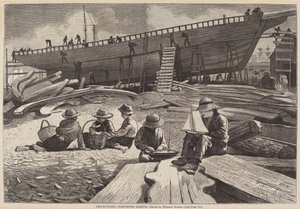 造船，格洛斯特港，1873年出版。 作者 温斯洛·荷马