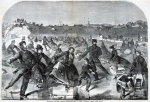 在女士滑冰池上滑冰--中央公园，摘自《哈珀周刊》1860 年 1 月 28 日 作者 温斯洛·荷马